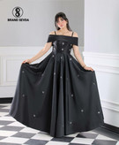 ماکسی مجلسی دخترانه ساتن آمریکایی سنگ دوزی شده (تیسا)