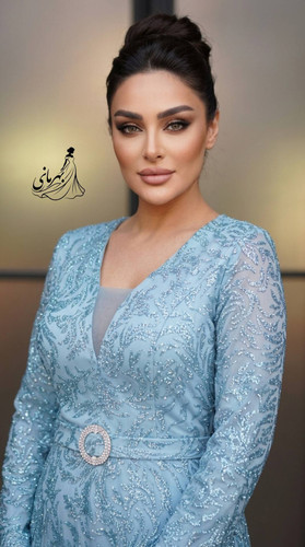 پیراهن مجلسی زنانه سایز بزرگ حریر شاین ب همراه کمربند (سپیده)