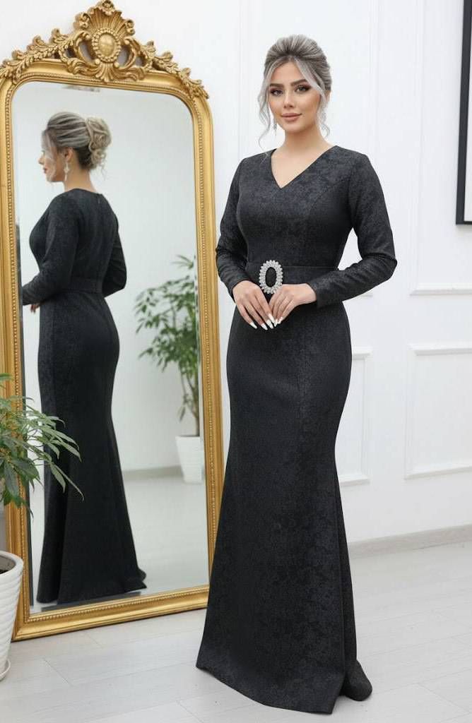 پیراهن مجلسی زنانه ژاکارد ترک قد حدود ۱۵۰  (شکوه)