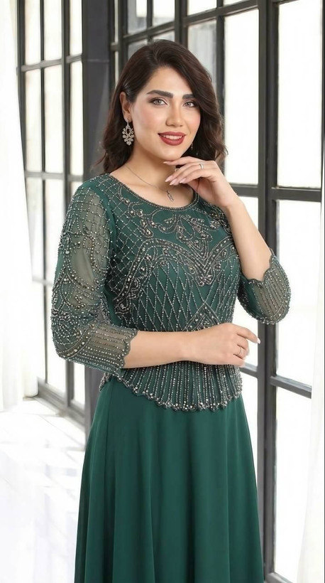 ماکسی مجلسی سایز بزرگ حریر درجه یک پارت جدید (لعیا)