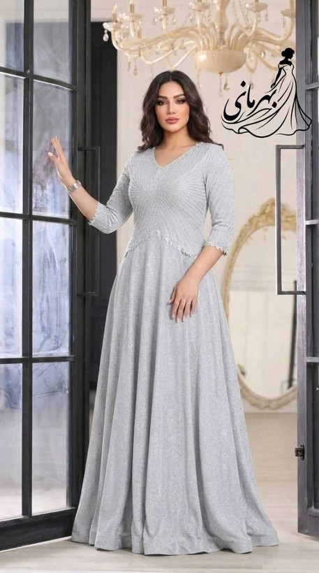 ماکسی مجلسی زنانه سایز بزرگ لمه ترک نگین مروارید ( روناک)
