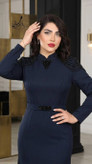 پیراهن مجلسی زنانه سنگ کریستال کاپدار کمربند نگینی (سوگند)