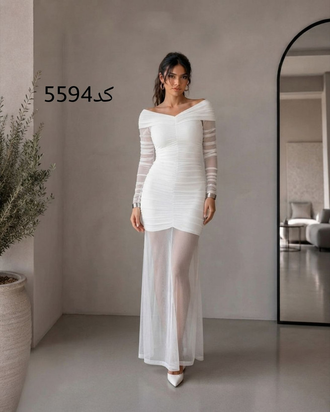 ماکسی مجلسی زنانه فلامنت و تور مدل (هاریکا)