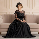 پیراهن مجلسی زنانه حریر پولکی و گلدوزی شده ترک و دامن ساتن مدل (ارغوان )