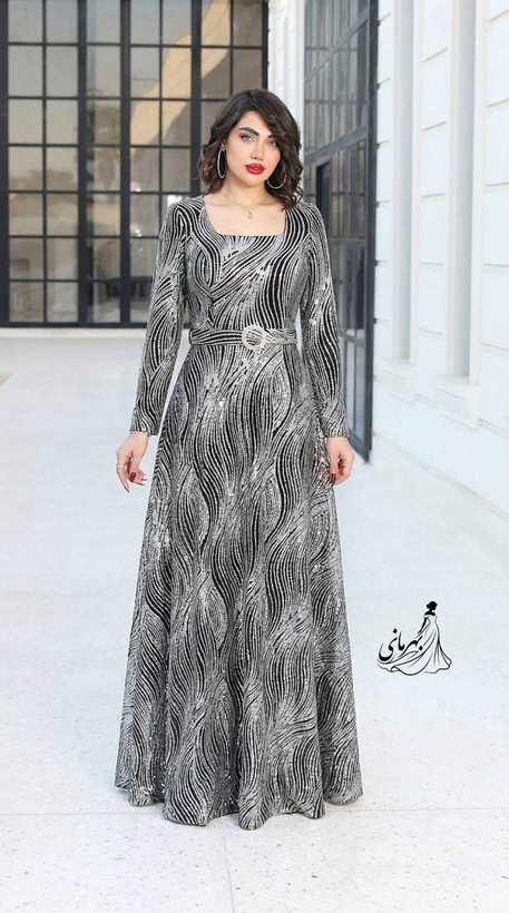 (پریچهر) ماکسی سایزبزرگ 😍 قد حدود 150 از سرشانه استردار کمربند جنس : شاین برجسته