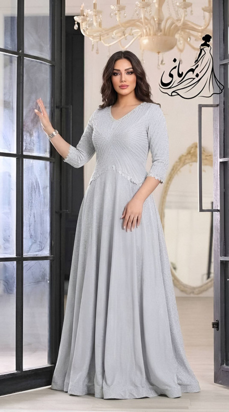 پیراهن مجلسی (روناک) قواره دار و دارای سایز بزرگ ✅️ کاپدار دیزاین شده با نگین dmc و مروارید پانچ (بدون ریزش ) جنس : لمه درجه یک