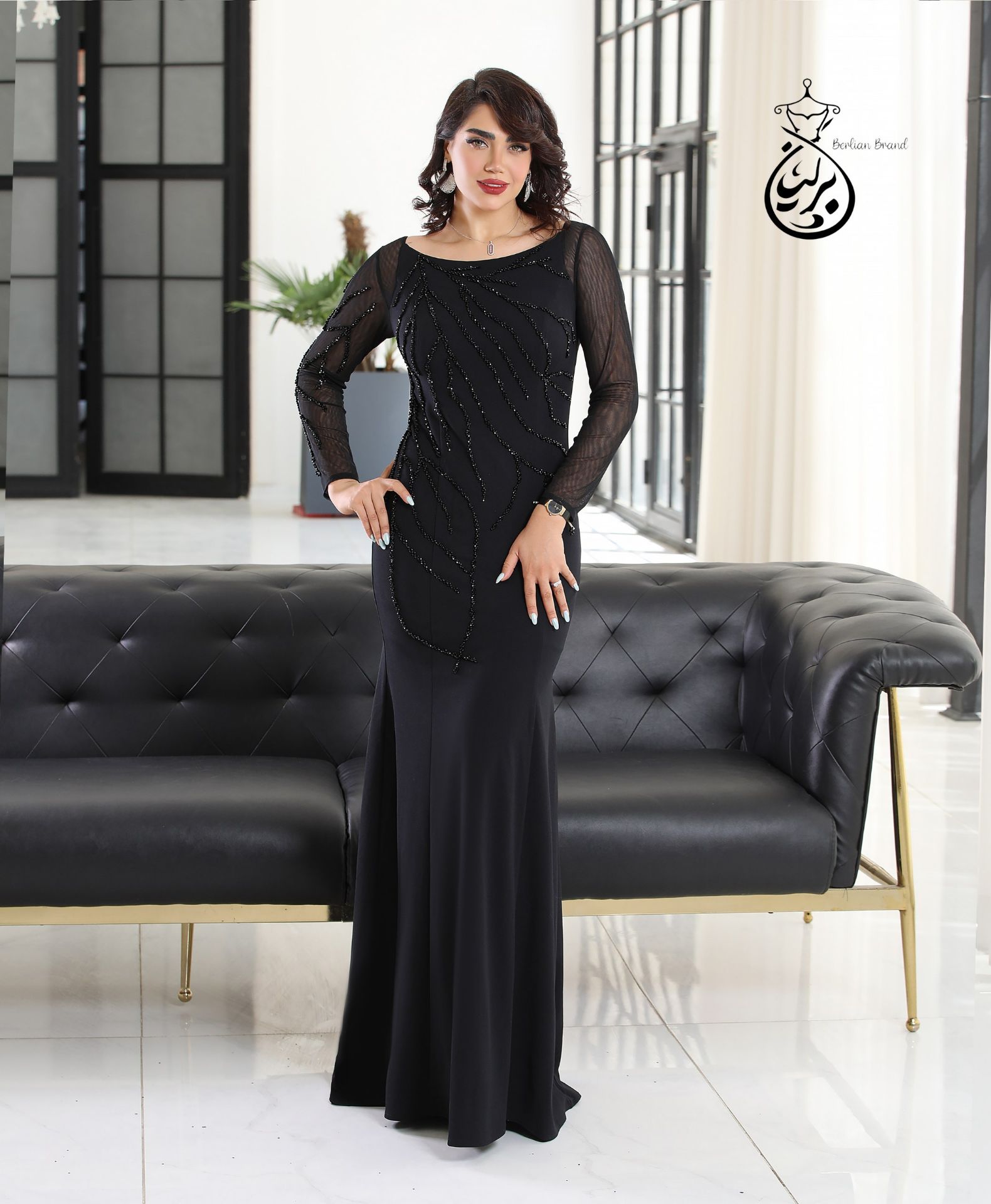 ماکسی مجلسی زنانه کرپ دالقیچ سنگدوزی شده مدل (ابریشم)