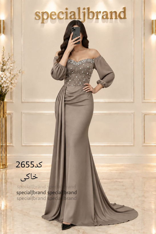 پیراهن مجلسی زنانه ساتن جولیا کاپ داره سنگ و مروارید پانچی درجه یک مدل (ژانت)
