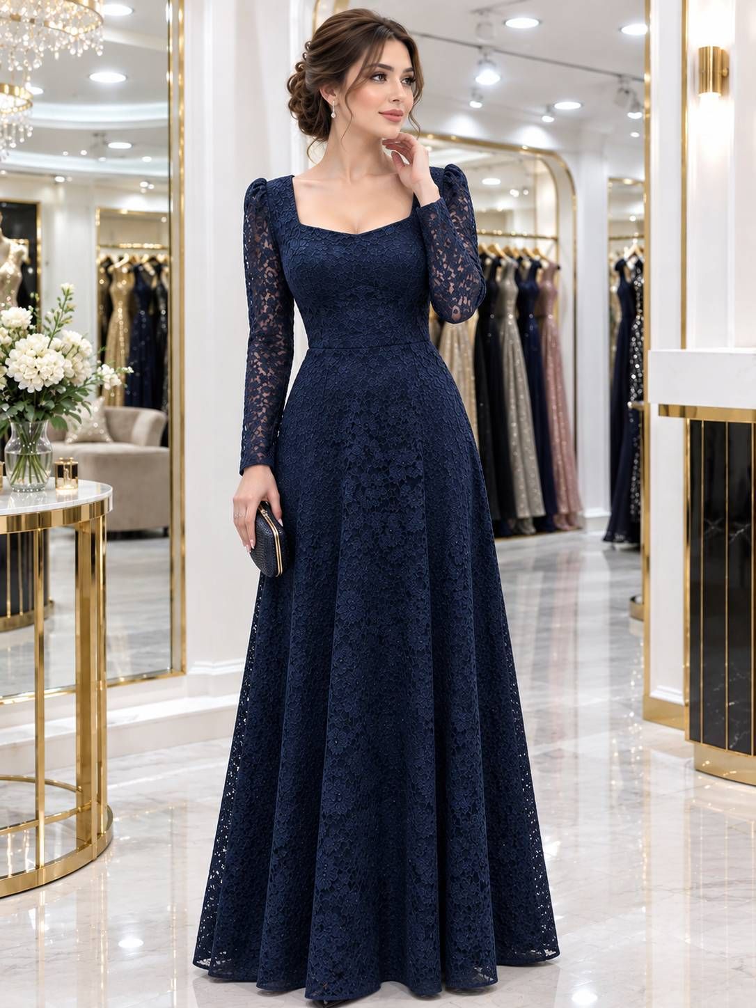 پیراهن مجلسی (سارا ۲)جنس مخمل گیپور ژپوندار و کاپدار