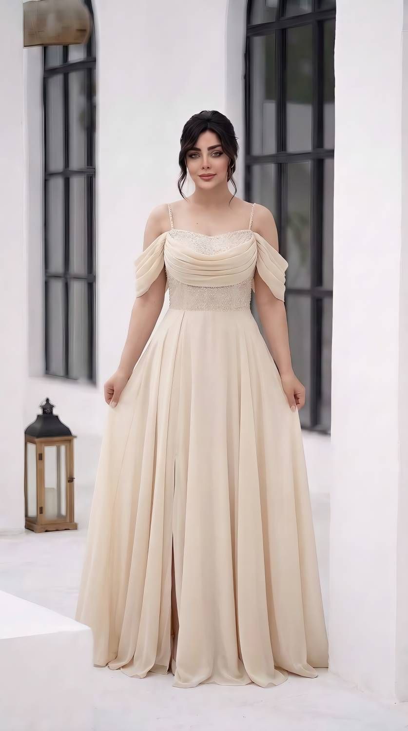 پیراهن مجلسی (مدل شقایق) ‌ جنس ساتن زارا و شاین کاپدار