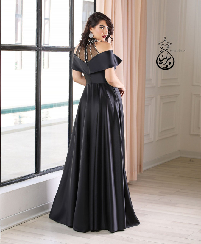 پیراهن مجلسی زنانه ساتن آمریکایی نگین دوزی شده مدل (نهال)