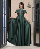 پیراهن مجلسی زنانه ساتن آمریکایی نگین دوزی شده مدل (نهال)