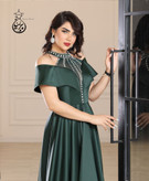 پیراهن مجلسی زنانه ساتن آمریکایی نگین دوزی شده مدل (نهال)