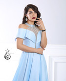 پیراهن مجلسی زنانه ساتن آمریکایی نگین دوزی شده مدل (نهال)